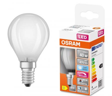 OSRAM E14 LED Lampe SUPERSTAR PLUS HD LIGHTING Tropfenform matt dimmbar 3,4W wie 40W neutralweißes Licht & hohe Farbwiedergabe